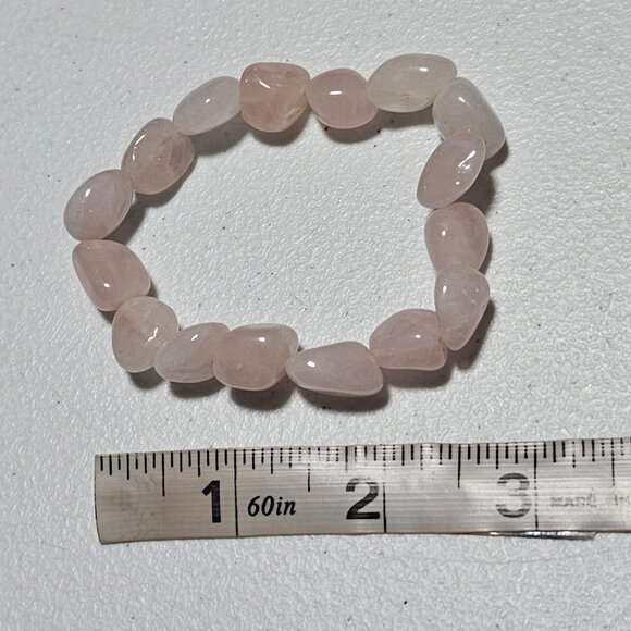 Rose Quartz Tumbled Stone Stretch Bracelet Love Courage Spiritual Jewelry Women - Picture 3 of 3